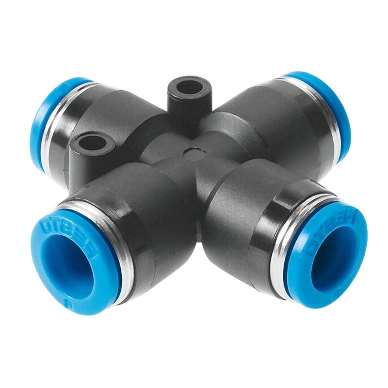 10 mm Pneumatik Schnell Steck Verbinder QS Kreuz blau/schwarz QS-4 (153034) - PN 14 bar