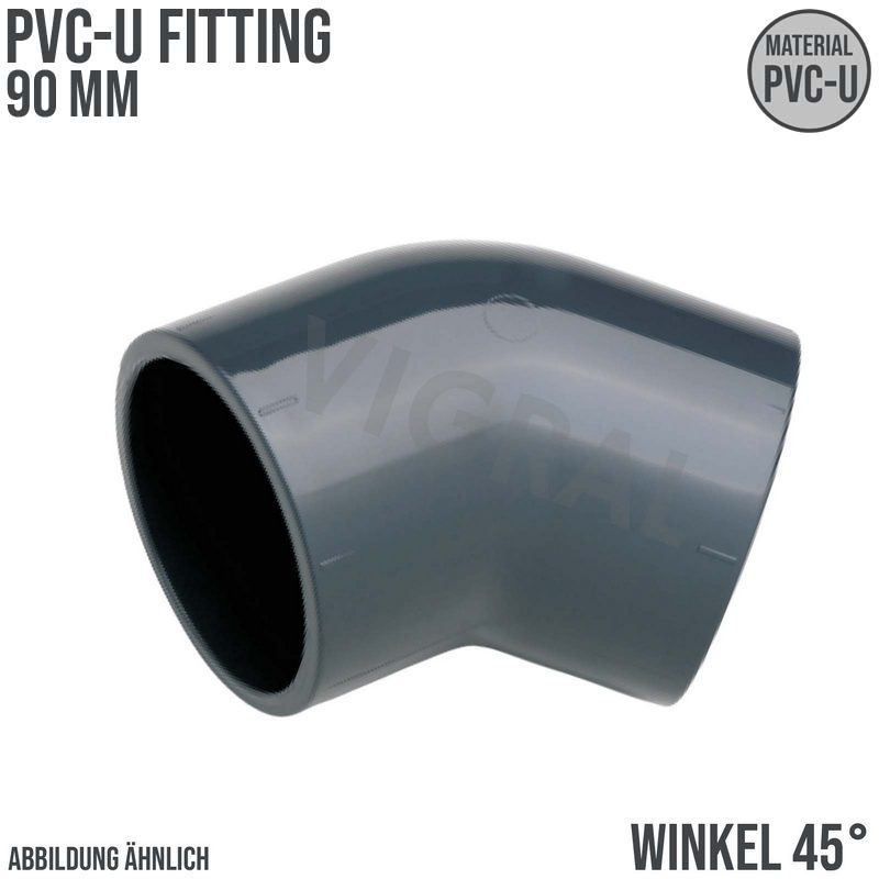 90 mm PVC Klebe Fitting Winkel 45° Muffe Verbinder - PN 16 bar