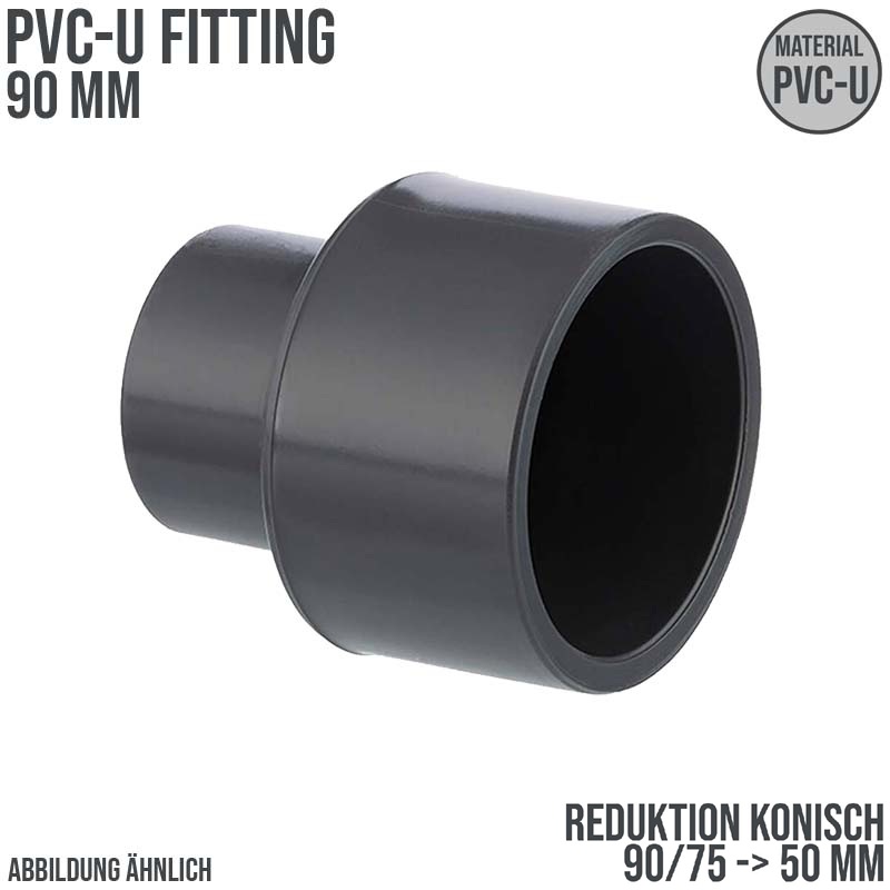 90 x 75 x 50 mm PVC Klebe Fitting Reduktion Reduzierer konisch Muffe Verbinder - PN 16 bar