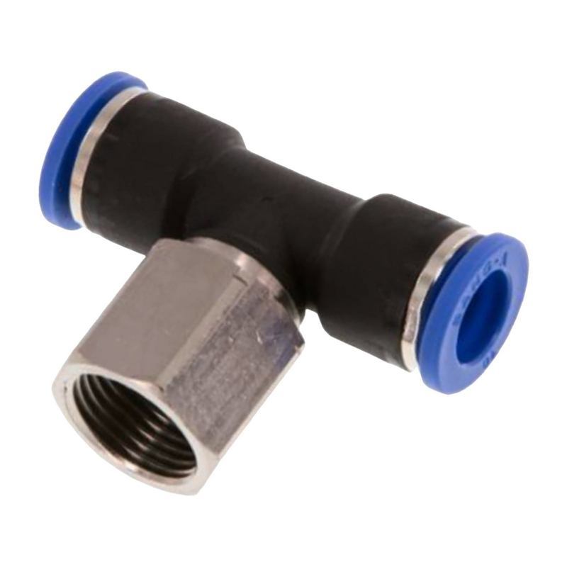 4 mm x 1/4" Pneumatik Steck Verbinder T-Stück 90° IQS Innengewinde - PN 20 bar