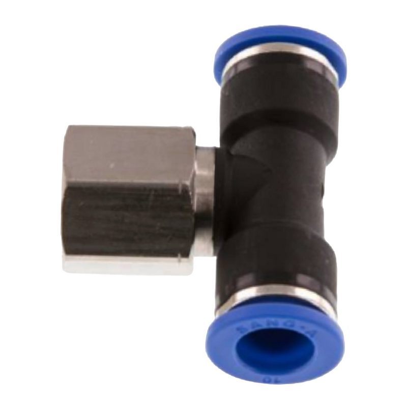 10 mm x 1/2" Pneumatik Steck Verbinder T-Stück 90° IQS Innengewinde - PN 20 bar