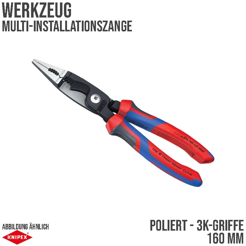 200 mm Multi Installations Zange poliert 3K Griffe Knipex