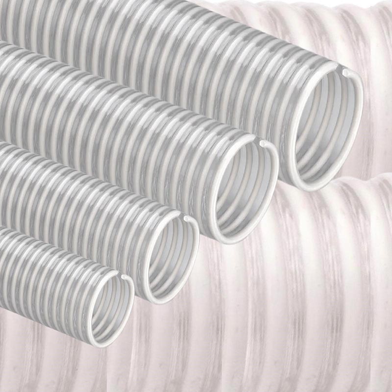 38 mm 1 1/2" Zoll Saug Ansaug Spiral Förder Pumpen Schlauch Lebensmittel Saatgut weiß PN 6 bar