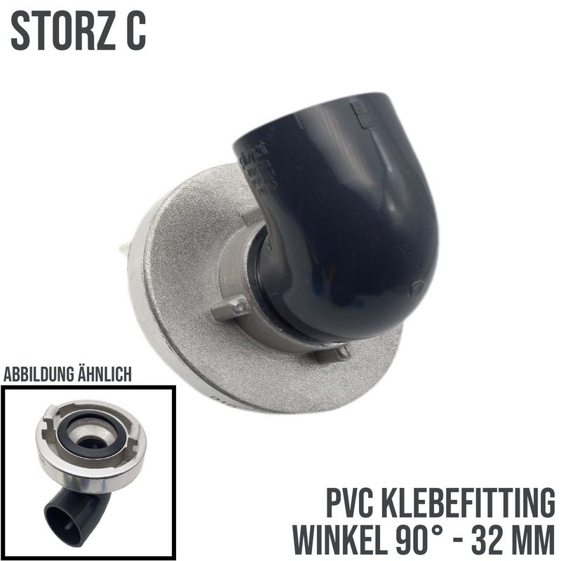 STORZ C DN 52 KA 66 Übergangsstück Adapter -> 32 mm PVC-U Klebe Fitting Winkel 90°