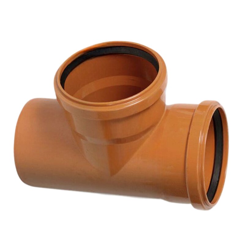 250 mm PVC T-Stück 87° Abzweig Abfluß Abwasser HT KG Rohr SN4 Steckmuffe x Stutzen rostbraun