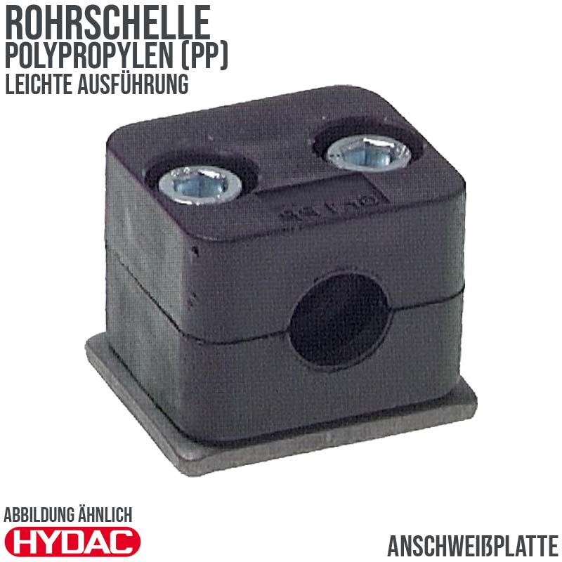 6 mm Rohrschelle Polypropylen PP leichte Baureihe Anschweißplatte