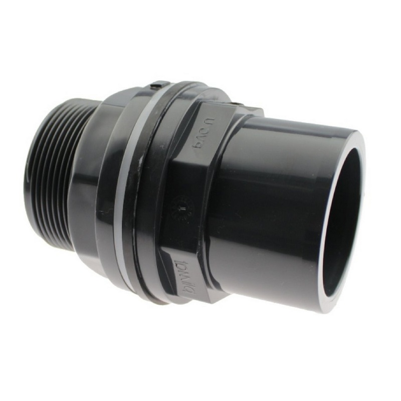 25/32 mm x 1" Zoll PVC-U Tankdurchführung Klebestutzen auf Klebemuffe x Außengewinde AG - PN 10 bar