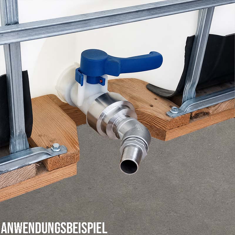 19 mm 3/4 " S60 x 6 IBC Container (AISI 316) 45° Winkel Anschluss Set Schlauch Tülle Stutzen - PN 16 bar