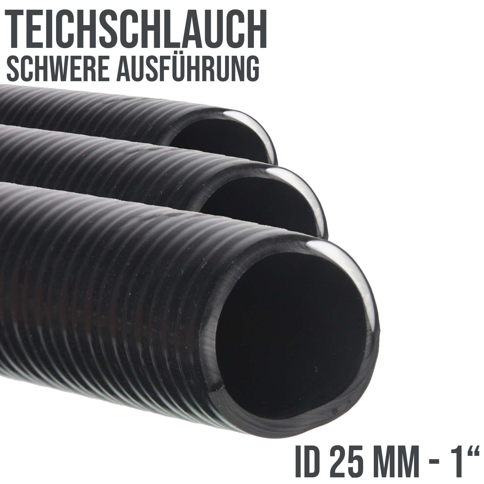 25 mm 1" Zoll PROFI Teich Pool Garten Zulauf Ablauf Spiral Saug Schlauch - PN 5 bar 