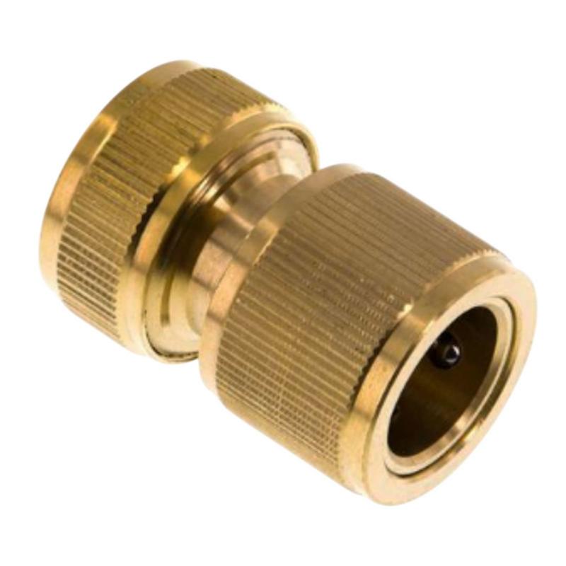 3/4" Schlauchstück Kupplung Click-System Quick Connect mit Wasser-Stop Messing (Gardena kompatibel)