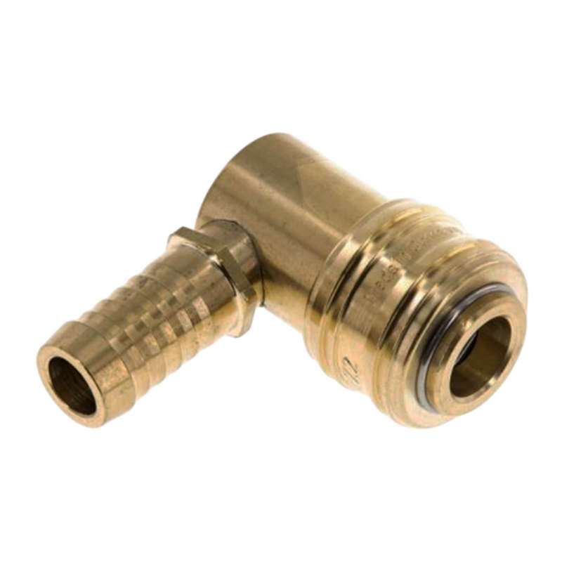 13 mm Druckluft Kupplung Dose Schnell Schlauch Winkel 90° Tülle Messing NW 7,2 LW - PN 35 bar