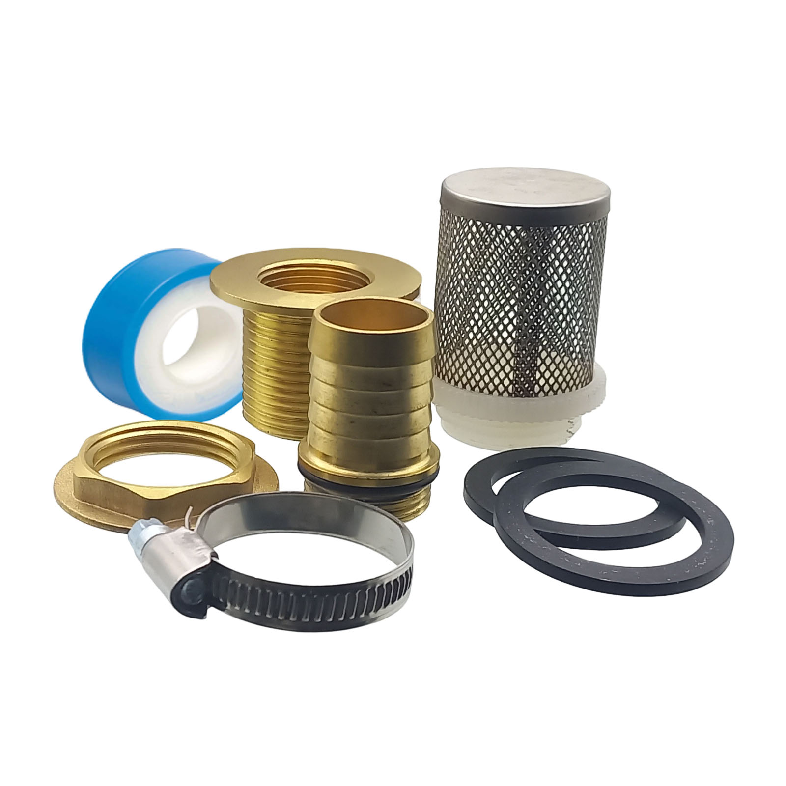 Tank Regen Tonnen Durchführung Messing Schlauch Tülle Stutzen 25mm (1") - Anschuss Set PN 10 bar