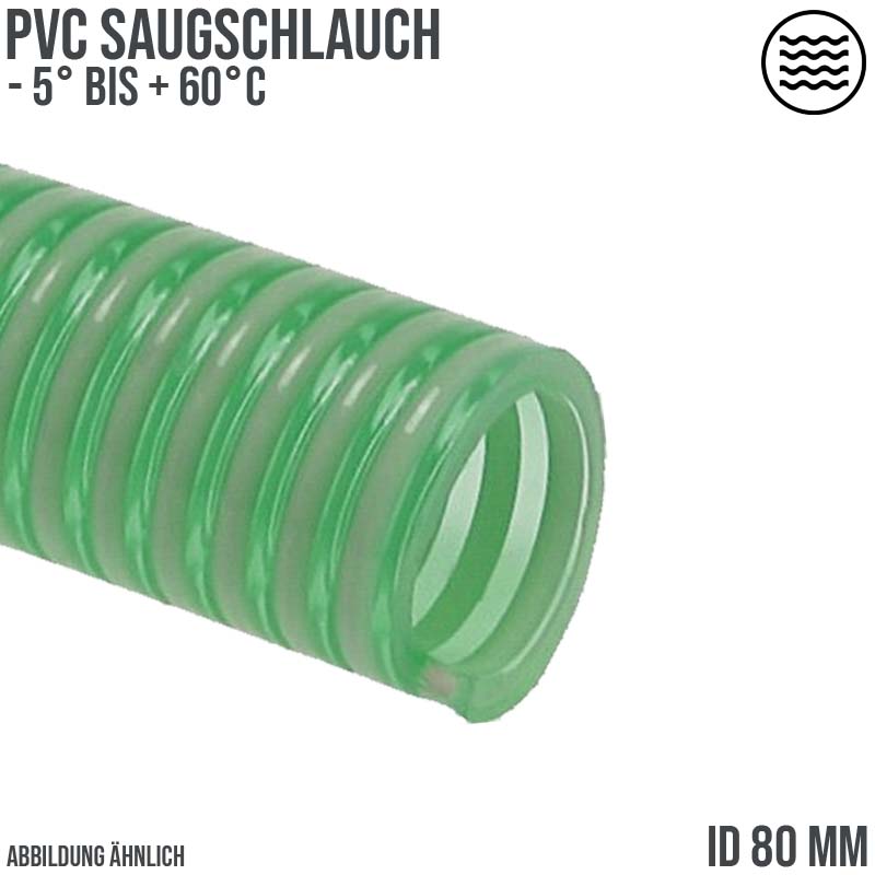 80 mm Saug Ansaug Spiral Förder Pumpen Schlauch grün-weiß transparent PN 3 bar