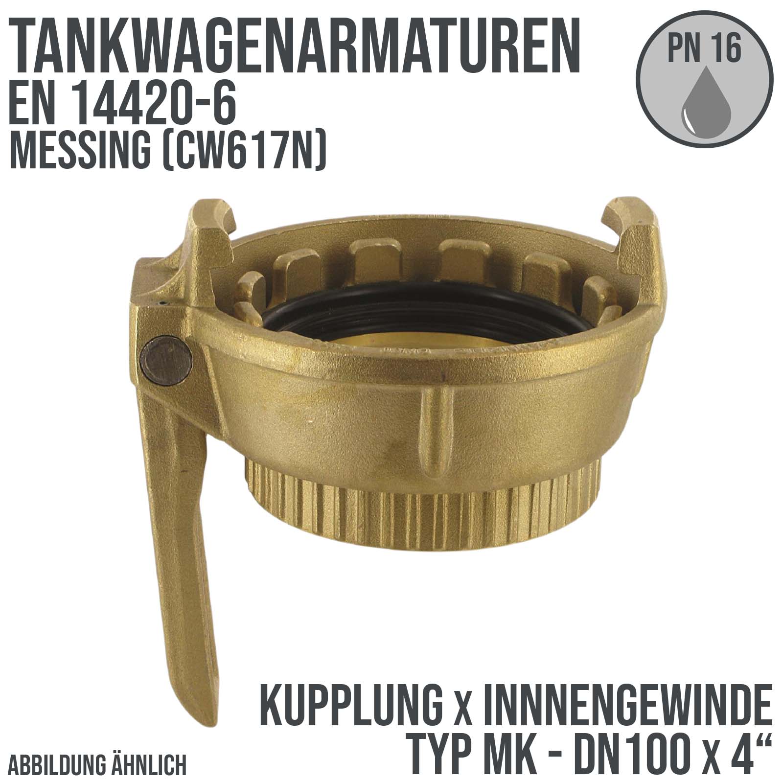 DN100 x 2" Zoll Tankwagen Kupplung Typ MK mit Innengewinde Messing (CW617N) - PN 16 bar