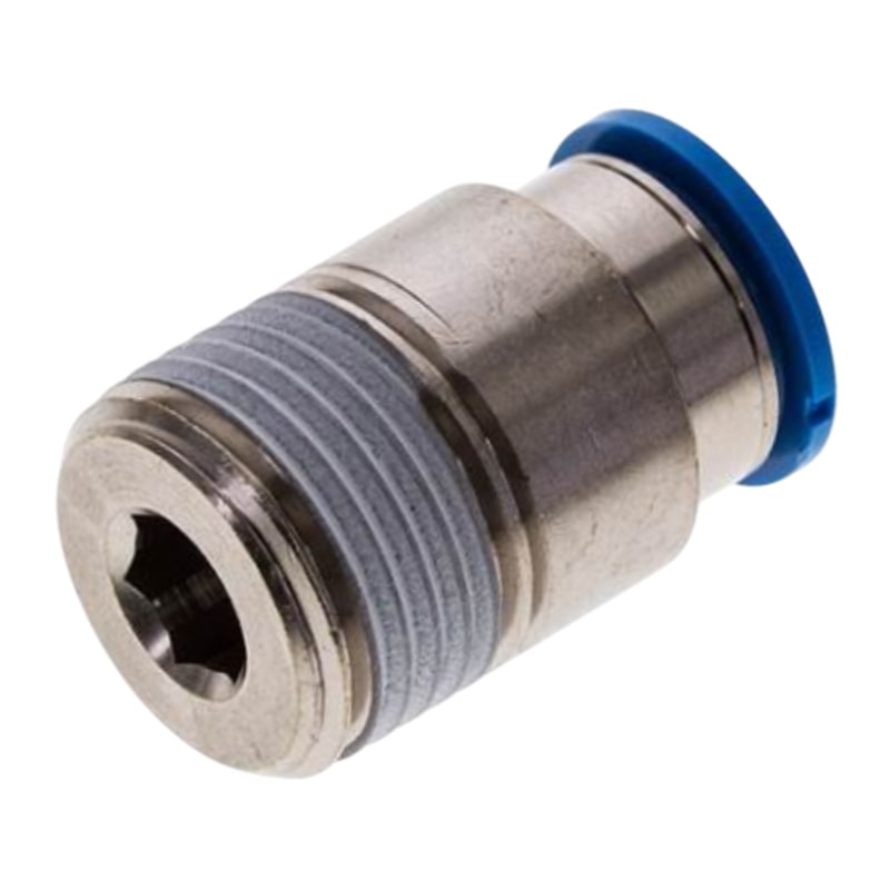 8 mm x 1/8" Pneumatik Schnell Steck Verbinder Außengewinde AG blau/schwarz ISK QS-1/8-8-I (153015) - PN 14 bar