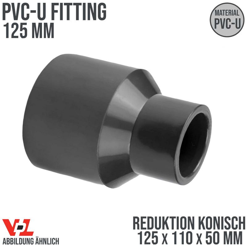 125 x 110 x 50 mm VDL PVC Klebe Fitting Reduktion konisch Muffe Verbinder - PN 16 bar