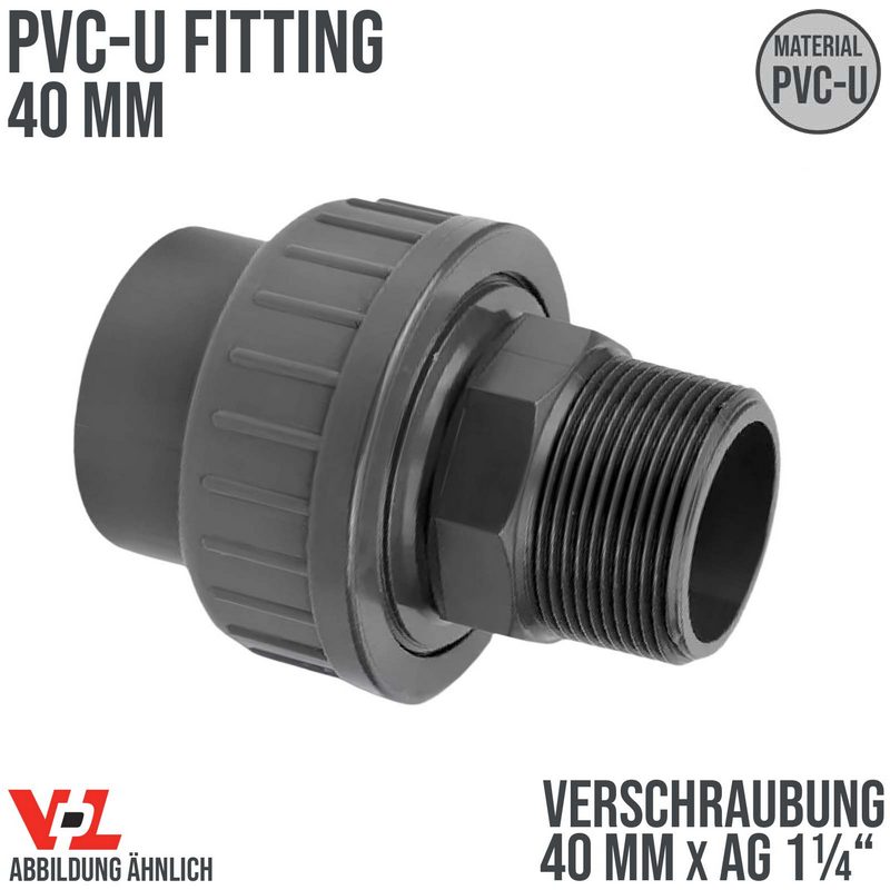 40 mm VDL PVC Klebe Fitting Verschraubung Außengewinde AG 40 mm x 1 1/4" - PN 16 bar