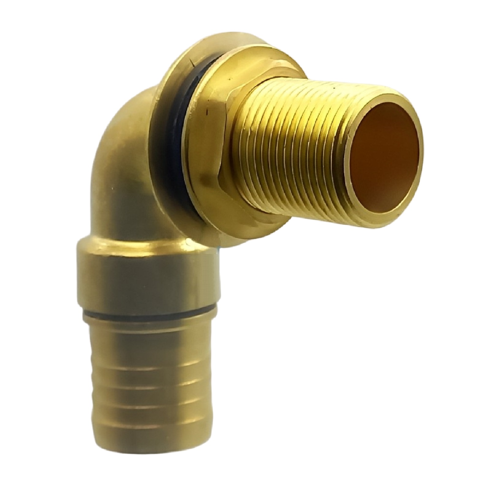 90° Tank Regen Tonnen Durchführung Messing Schlauch Tülle Stutzen 32mm (1 1/4") - Anschuss Set PN 10 bar