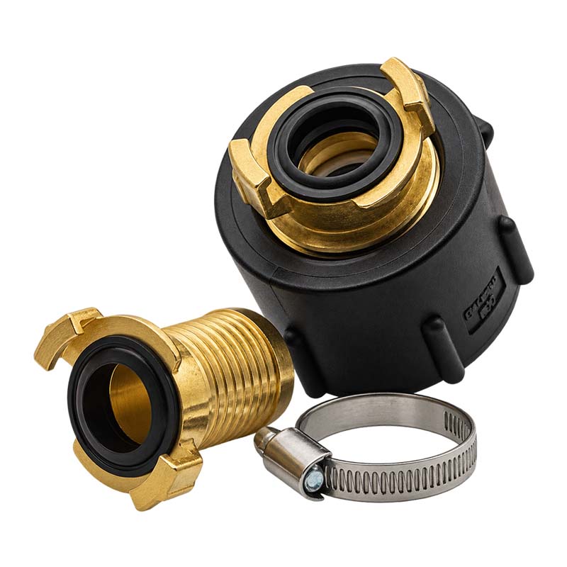 S60 x 6 IBC Adapter auf Schnellanschluss + Kupplung 1 1/4" 32 mm Container Tank Zubehör (GEKA kompatibel)
