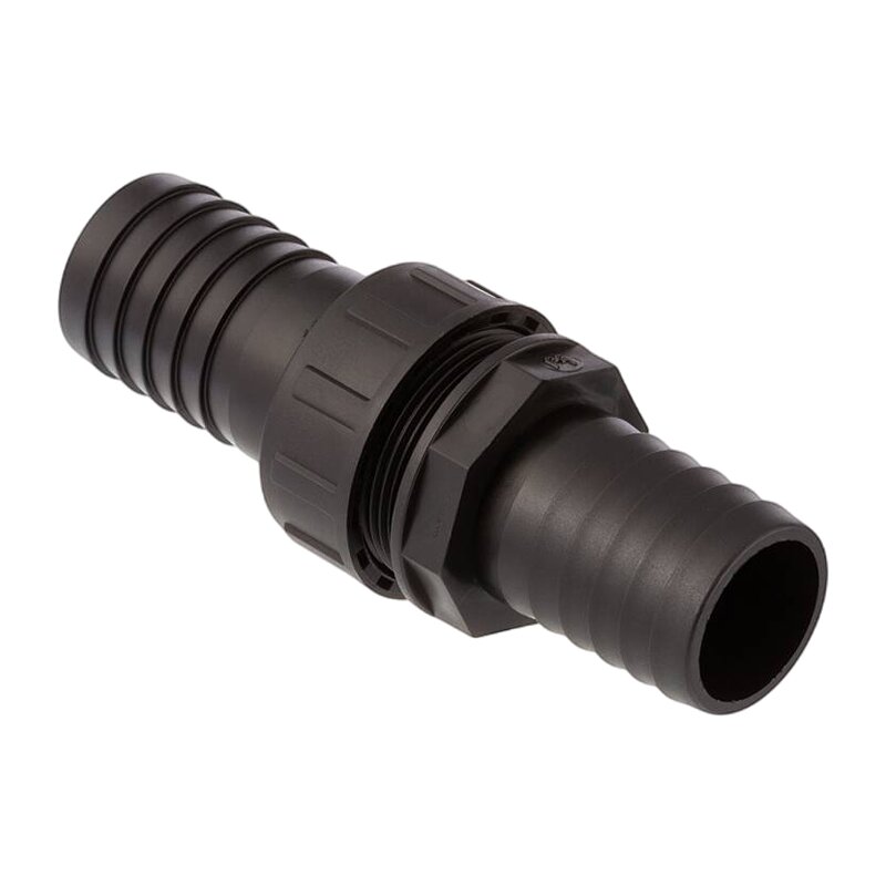 38 mm Schlauch Verschraubung 2-fach Stutzen Tülle Pool Teich Garten PP schwarz - PN 6 bar