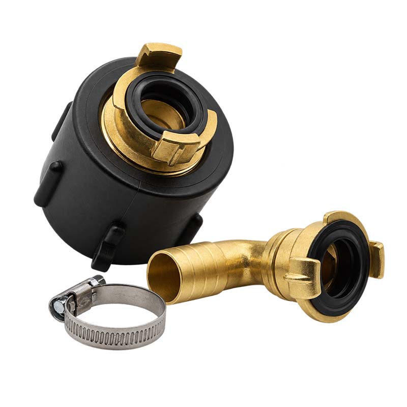 S60 x 6 IBC Adapter auf Schnellanschluss + 90° Kupplung drehbar 1" 25mm Container Tank Zubehör (GEKA kompatibel)