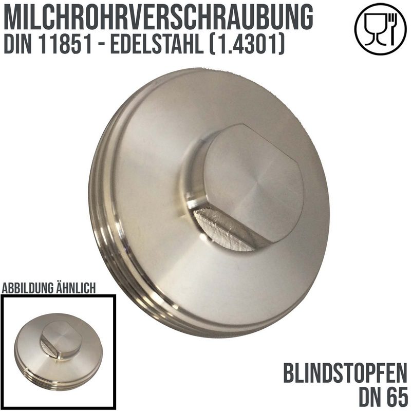 DN 65 Milchrohr Verschraubung DIN 11851 Stopfen Verschluss Außengewinde AG - PN 25 bar