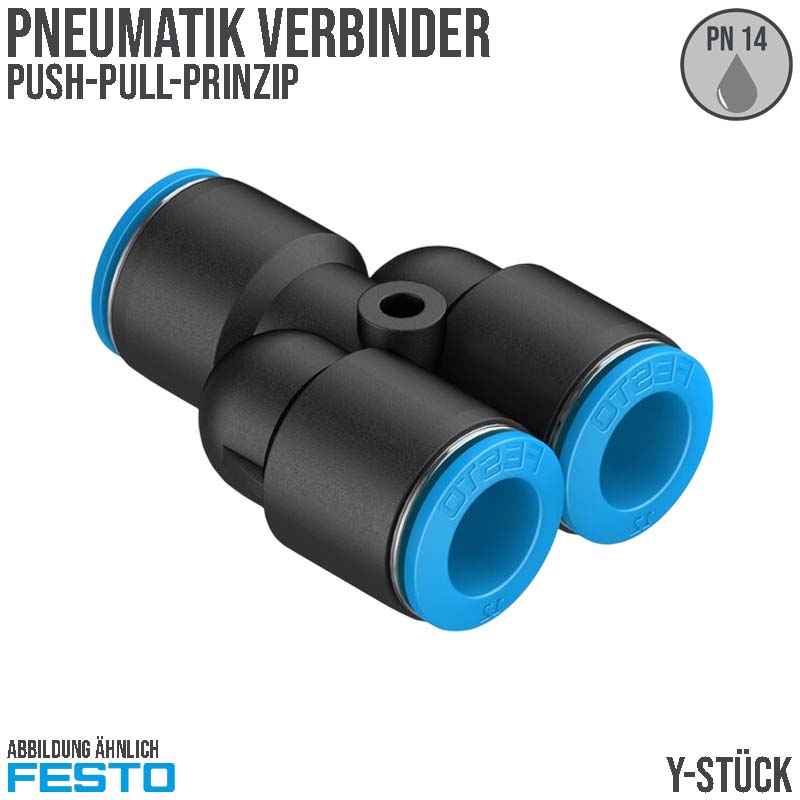 8 mm Pneumatik Schnell Steck Verbinder QS Y-Stück blau/schwarz QS-4 (153032) - PN 14 bar