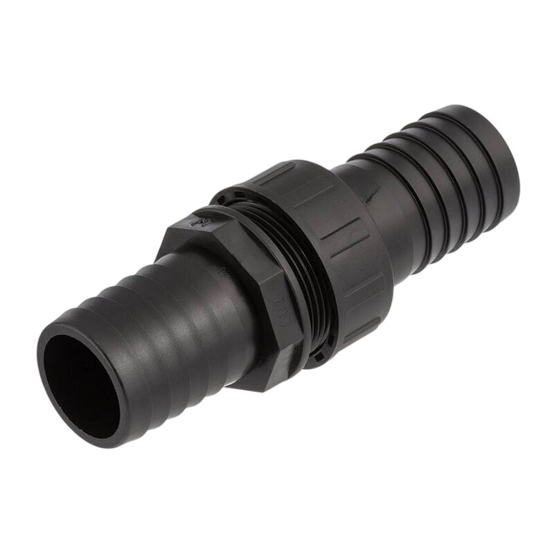 40 x 38 mm Schlauch Verschraubung reduziert 2-fach Stutzen Tülle Pool Teich Garten PP schwarz - PN 6 bar