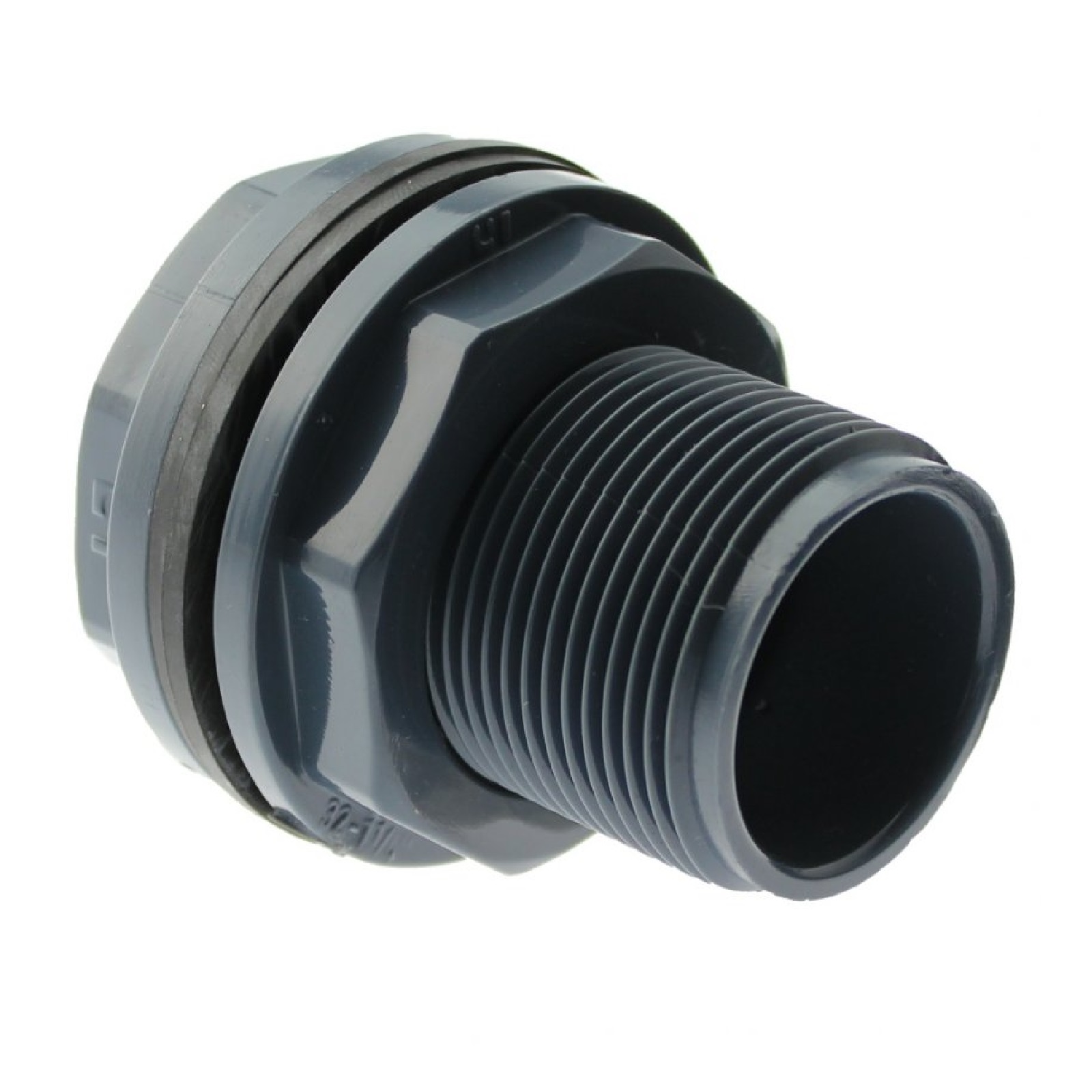 75 mm x 3" Zoll PVC-U Tankdurchführung Klebemuffe auf Klebemuffe x Außengewinde AG - PN 10 bar