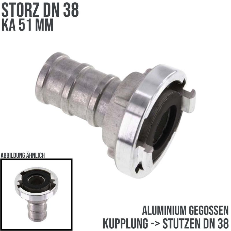 STORZ DN 38 KA 51 Saug Druck Kupplung -> Stutzen Tülle 38 mm Bau Feuerwehr Schlauch - PN 10 bar