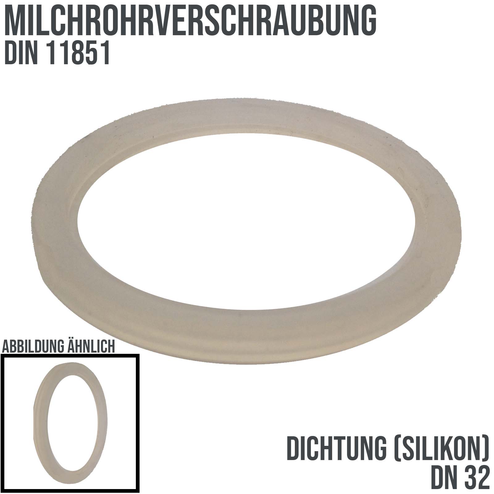 DN 32 Milchrohr DIN 11851 Dichtung Silikon transparent FDA - 36 x 46 x 5 mm