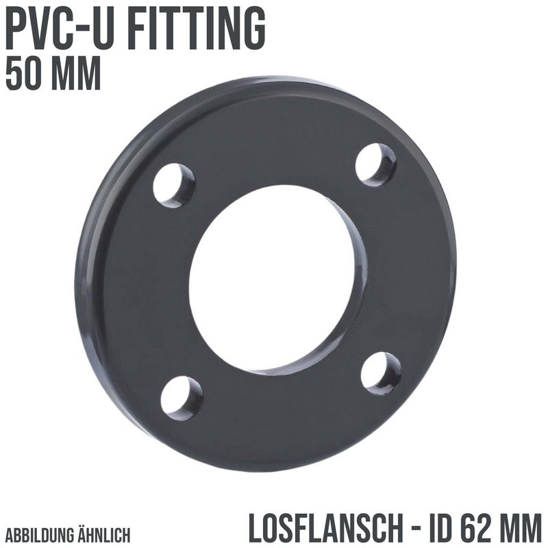 50 mm PVC Klebe Fitting Los Flansch Muffe Verbinder DN 40 - ID 62 mm - PN 16 bar