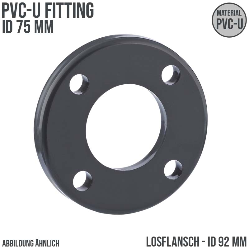 75 mm PVC Klebe Fitting Los Flansch Muffe Verbinder DN 65 - ID 92 mm - PN 16 bar