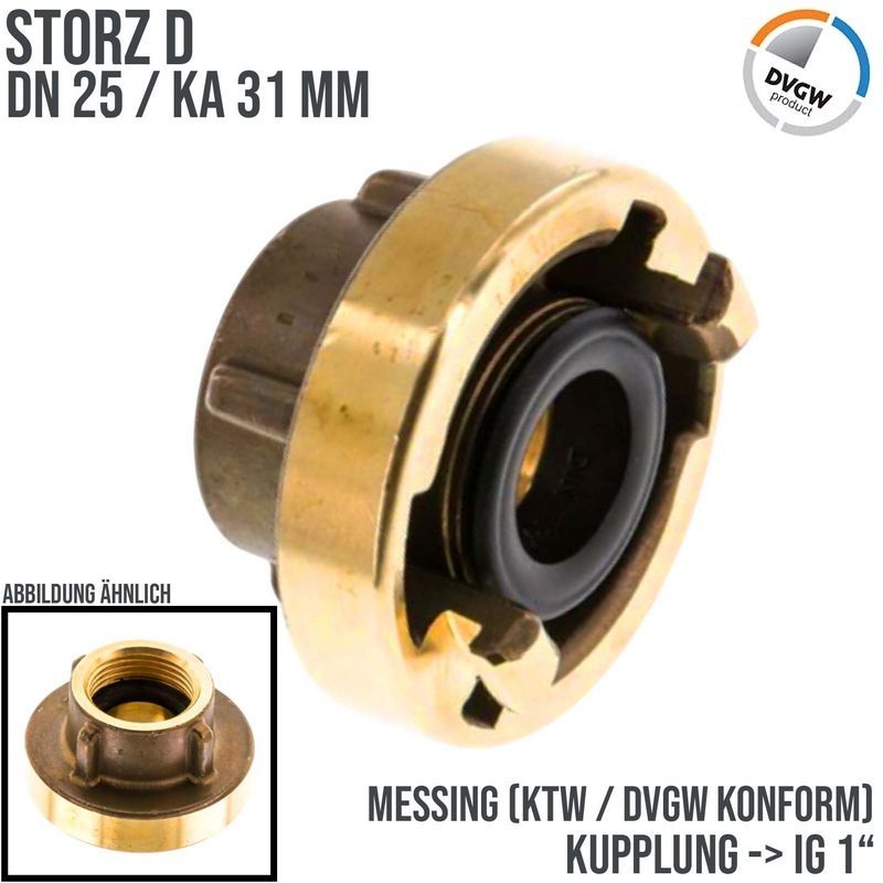 STORZ D DN 25 KA 31 Messing Kupplung Innengewinde IG 1" Saug Bau Feuerwehr Schlauch KTW NBR - PN 16 bar