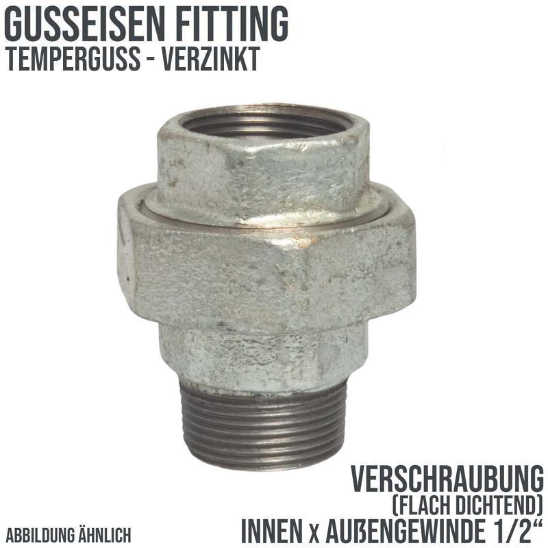 1/2" Gusseisen Temperguss Fitting Nr. 331 Verschraubung Innen x Außengewinde IG x AG PN 25 bar
