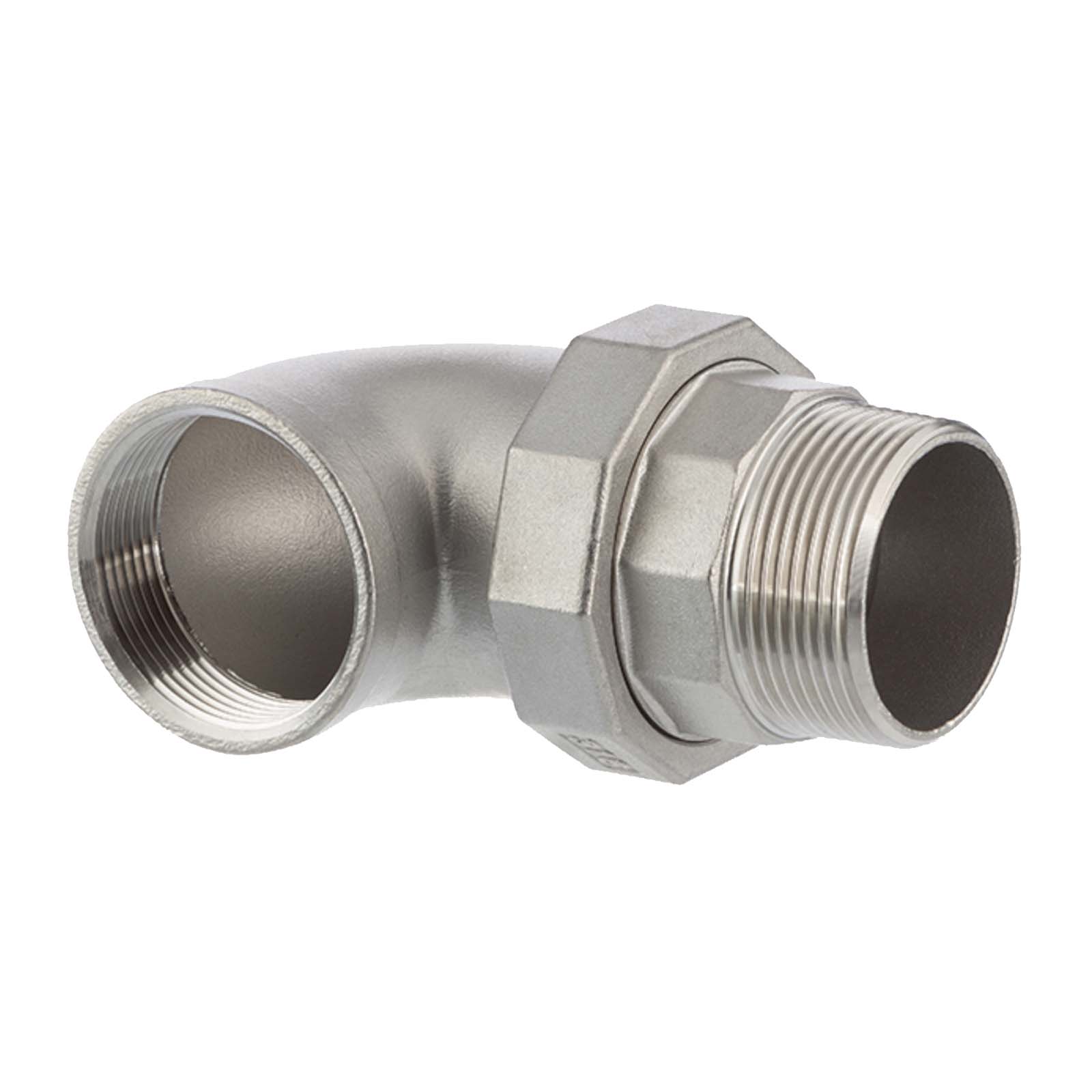 2" Edelstahl Fitting V4A AISI 316 Winkelverschraubung 90° Innen x Außengewinde IG x AG flach dichtend - PN 16 bar