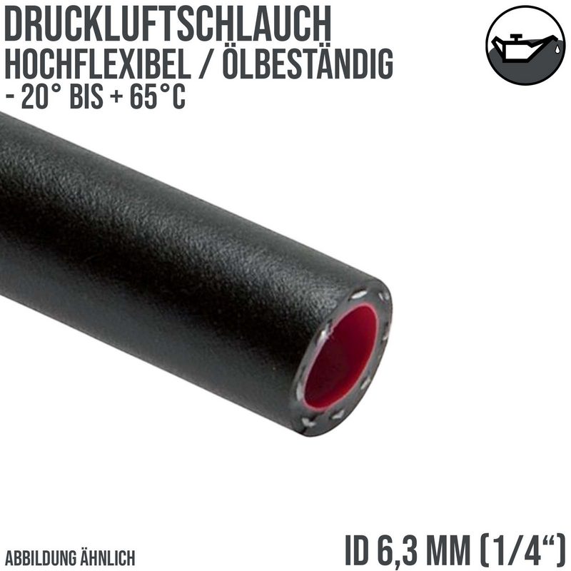 6,3 x 11 mm PVC Spezial Druck Kompressor Luft Schlauch ölbeständig hochflexibel SOFT schwarz - PN 16 bar