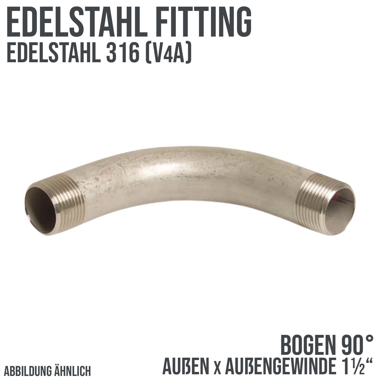 1 1/2" Edelstahl Fitting V4A AISI 316 Bogen 90° Außengewinde AG - PN 10 bar