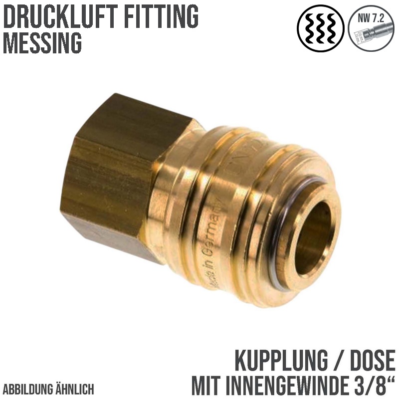 3/8" Druckluft Kupplung Dose Schnell Messing NW 7,2 mit Innengewinde IG - PN 35 bar