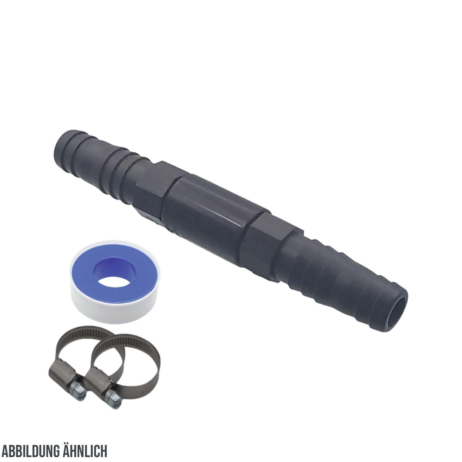 16 mm PVC PROFI Gerade Schlauch Verbinder Stutzen Tülle Pool Teich Garten - PN 10 bar - Montage-Set