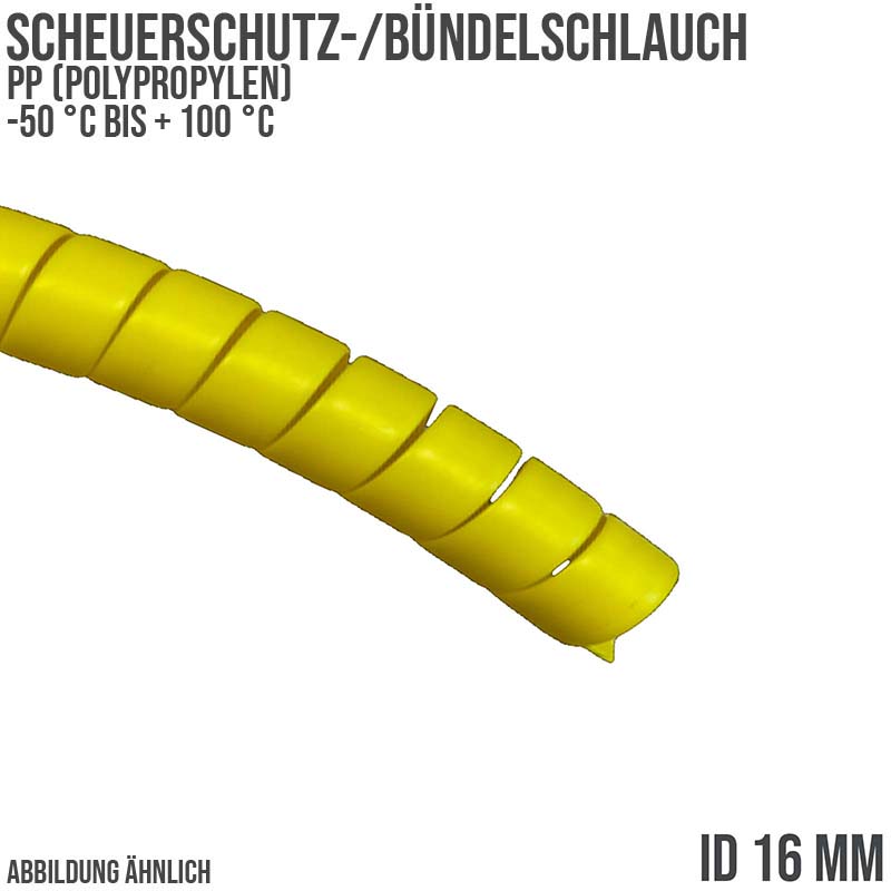 16 x 19 mm PP Scheuer Schutz Kabel Bündel Schlauch gelb
