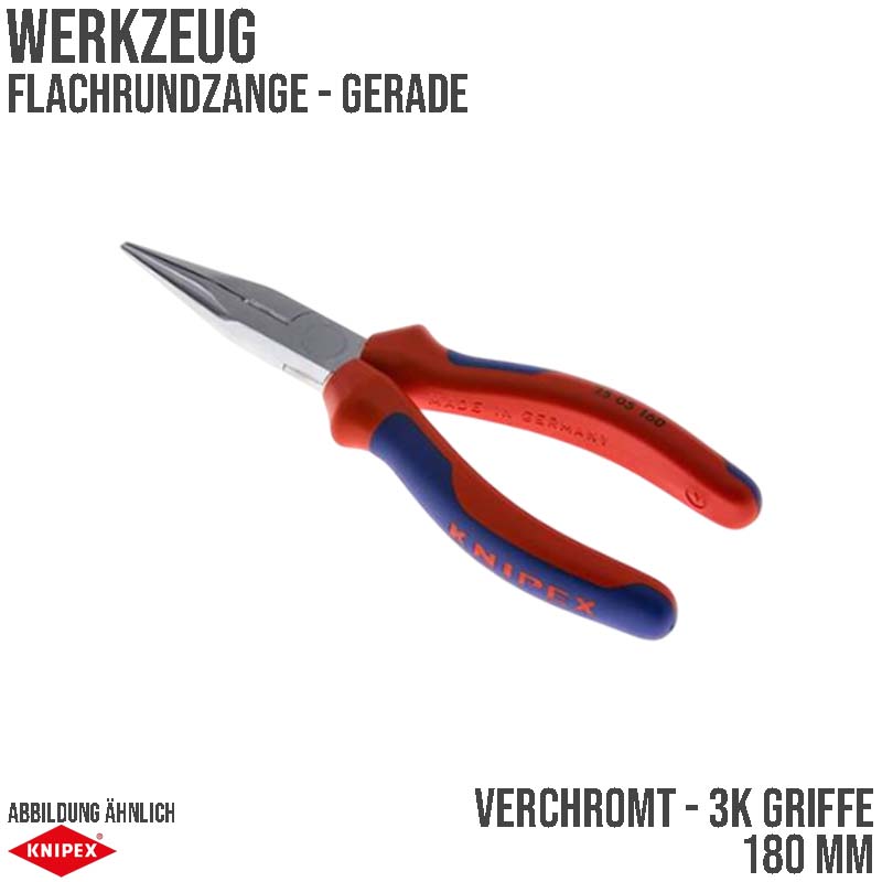 200 mm Flachrund Zange gerade Backen verchromt 3K Griffe Knipex