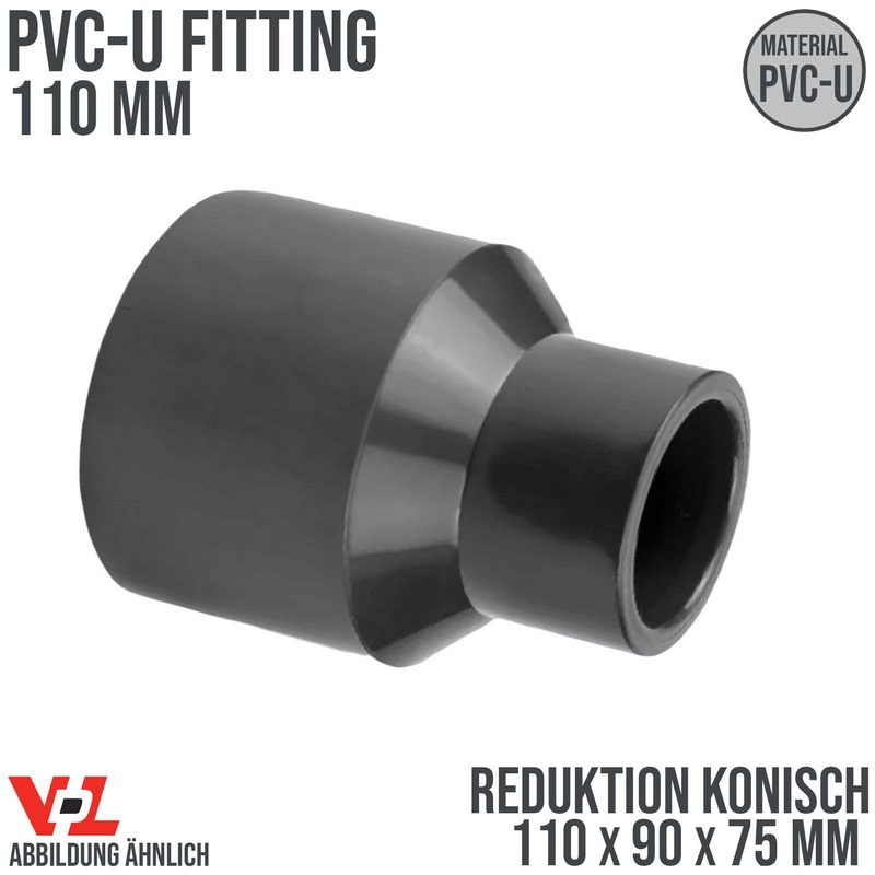 110 x 90 x 75 mm VDL PVC Klebe Fitting Reduktion konisch Muffe Verbinder - PN 16 bar