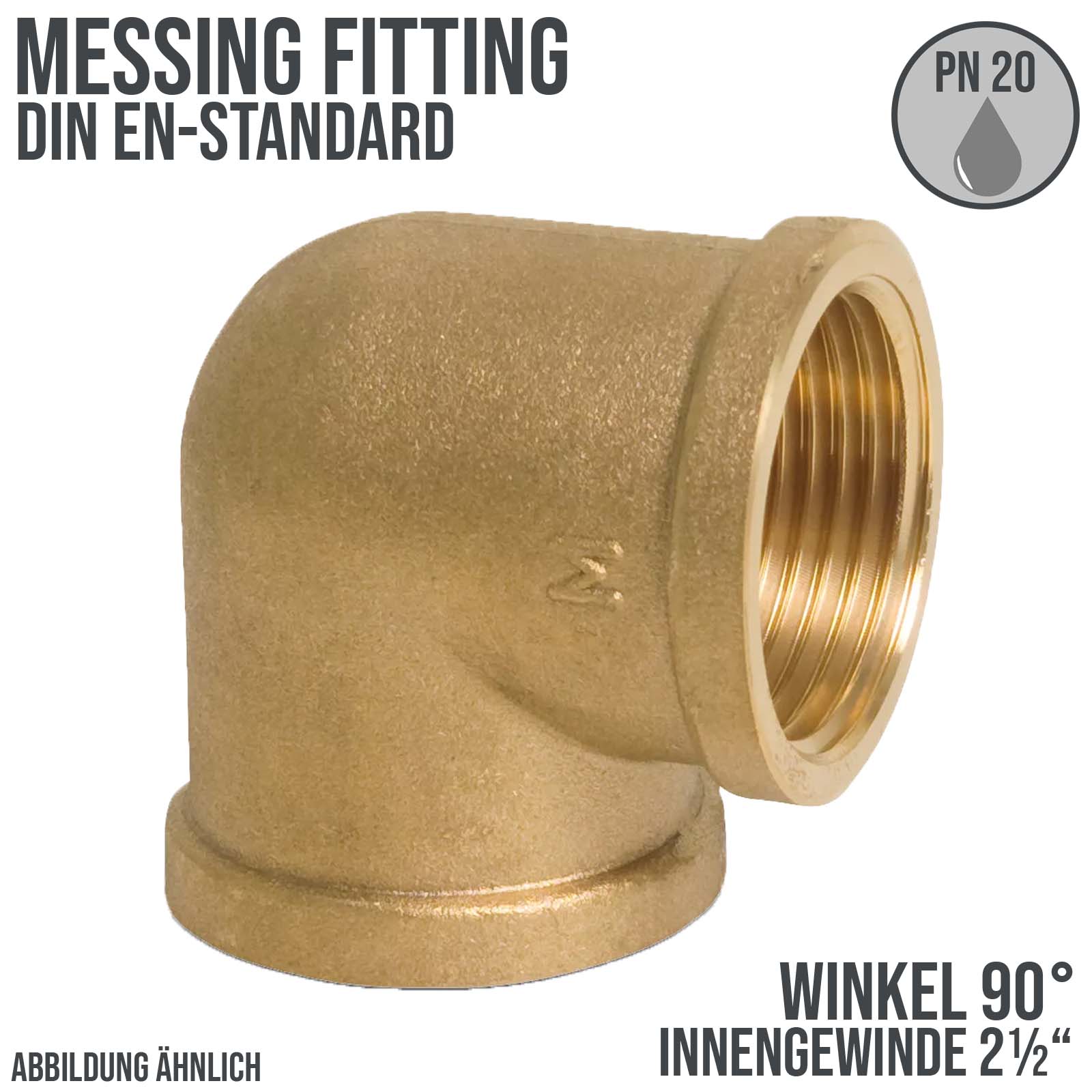 2 1/2" Winkel 90° Innen x Innengewinde IG Messing Fittings PN 20 bar