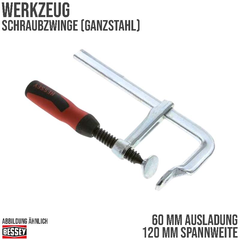 120 mm Spannweite Ganzstahl Schraubzwinge - 60 mm Ausladung Bessey