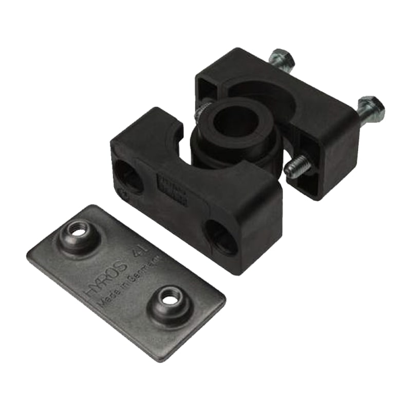 32 mm Rohrschelle Polypropylen PP leichte Baureihe Anschweißplatte Elastomereinsatz