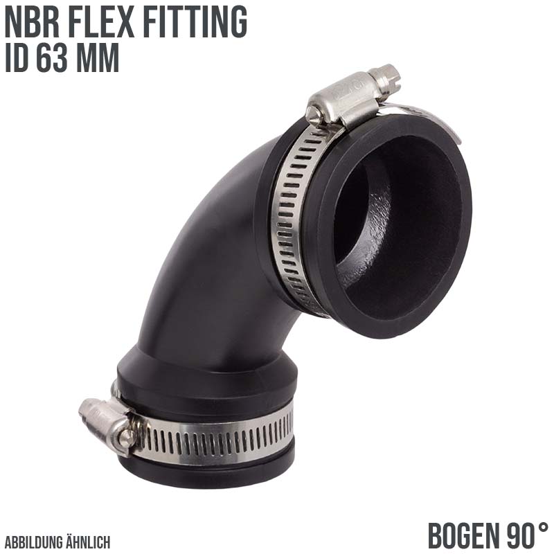 63 mm NBR Flex Fitting Bogen 90° Verbinder Reparatur (Klemmbereich 54 - 63 mm)