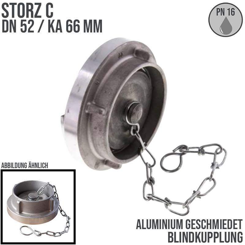 STORZ C DN 52 KA 66 Blind Kupplung mit Kette Saug Bau Feuerwehr Schlauch Aluminium - PN 16 bar