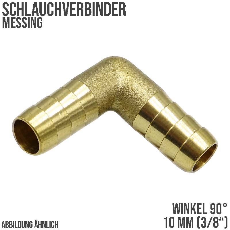 10 mm - 3/8" Zoll 90° Grad Winkel Schlauch Verbinder Verteiler Tülle Kupplung Reparatur Messing PN 10 bar