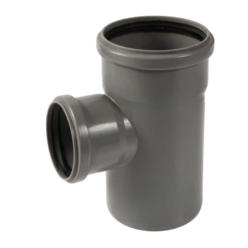 110 x 75 mm PP T-Stück 87° Abzweig Abfluß Abwasser HT KG Rohr Steckmuffe x Stutzen grau